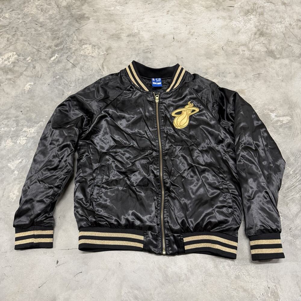 Miami Heat Ultra Game NBA Women’s Quilted Line Zip Jacket Size Medium Gold Black